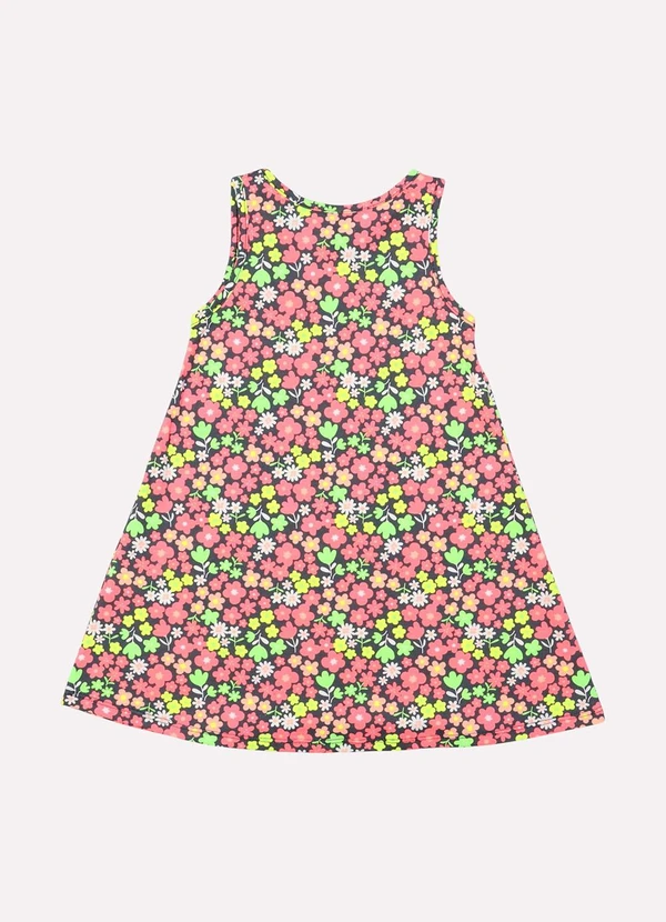 Kyly - Vestido Infantil Menina em Algodão Flores Cinza 3
