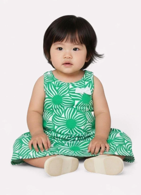 Kyly - Vestido Infantil Menina em Algodão Flores Verde 2