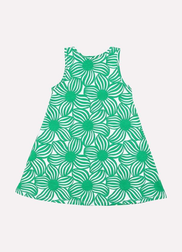 Kyly - Vestido Infantil Menina em Algodão Flores Verde 3