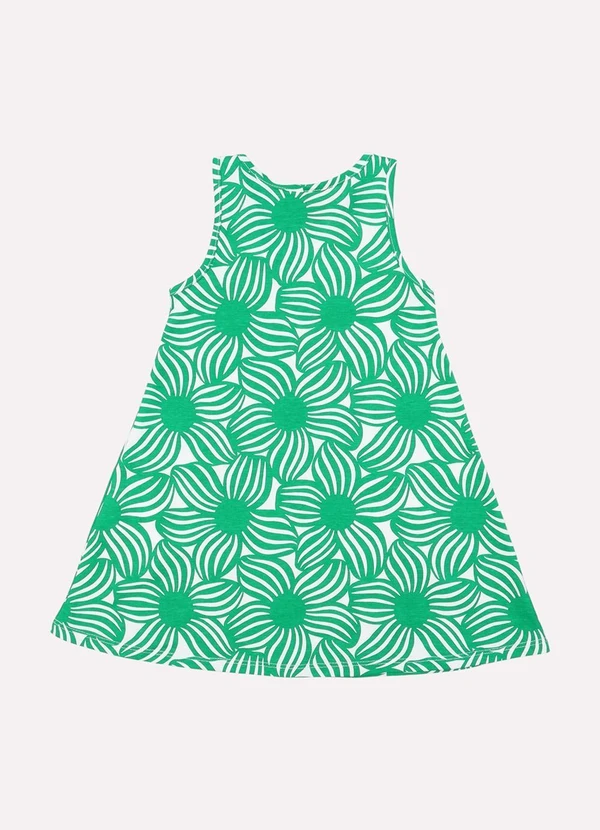 Kyly - Vestido Infantil Menina em Algodão Flores Verde 3