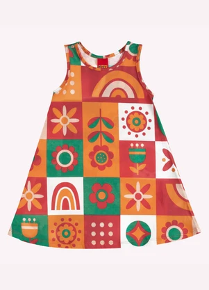 Kyly - Vestido Infantil Menina em Algodão Laranja - KYLY