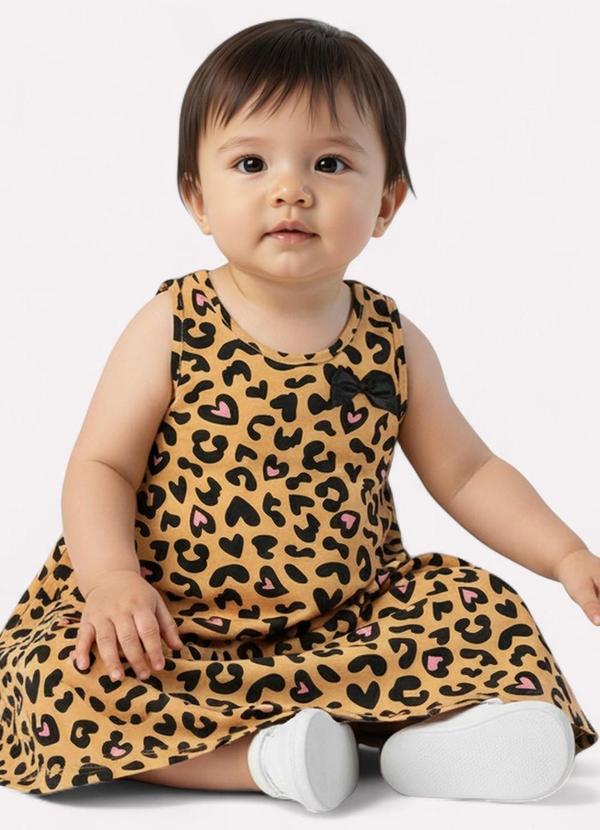 Kyly - Vestido Infantil Menina em Algodão Marrom