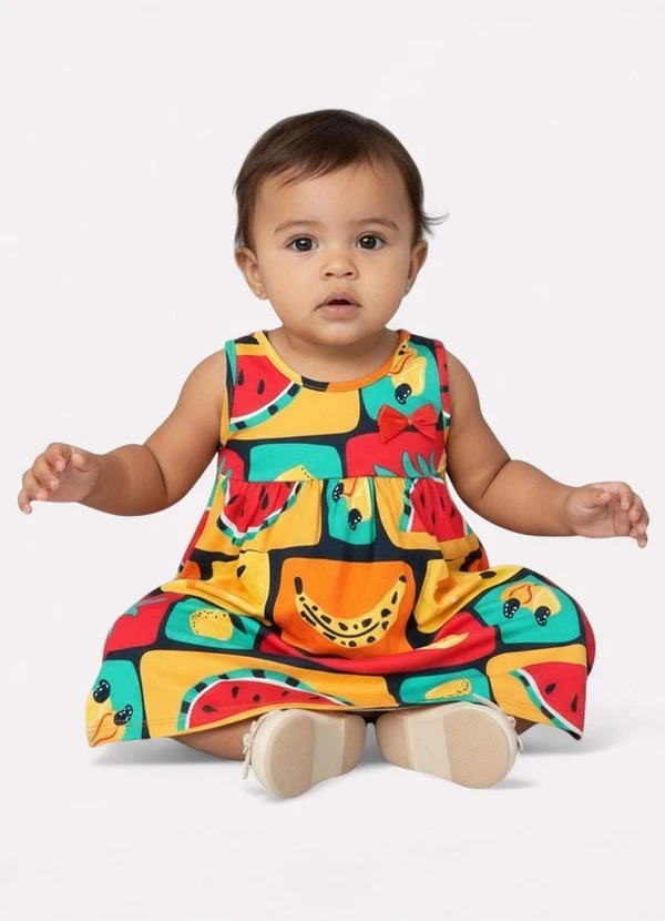 Kyly - Vestido Infantil Menina em Algodão Melância Azul 2