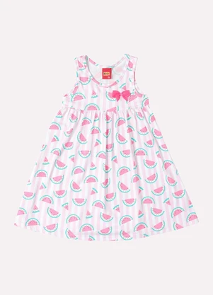 Kyly - Vestido Infantil Menina em Algodão Melância Rosa - KYLY