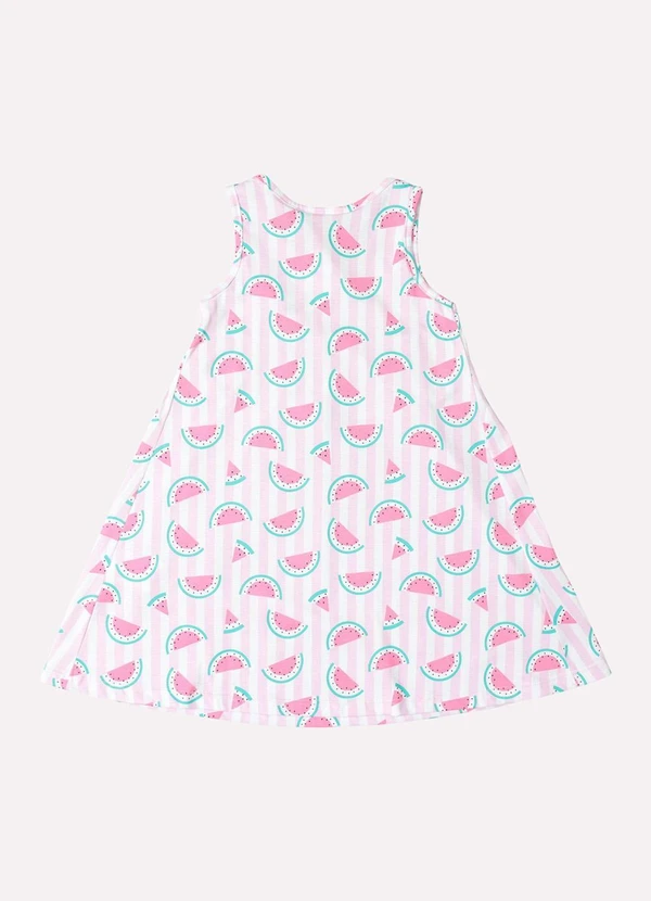 Kyly - Vestido Infantil Menina em Algodão Melância Rosa 3
