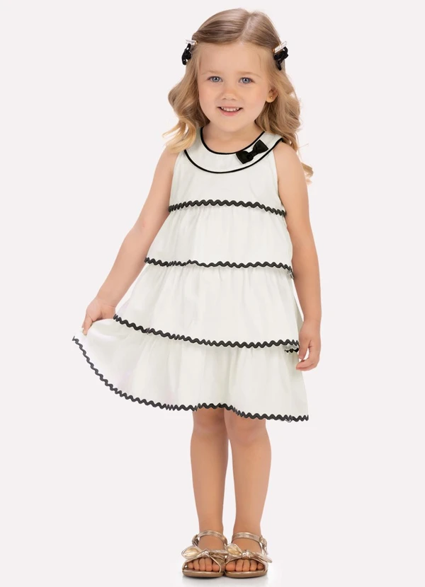 Milon - Vestido Infantil Menina em Algodão Milon Bege