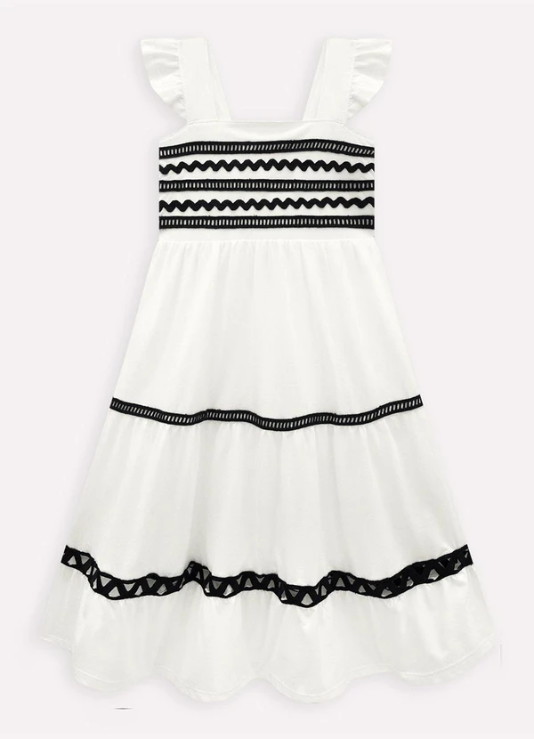 Milon - Vestido Infantil Menina em Algodão Off White 2