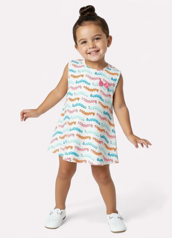 Kyly - Vestido Infantil Menina em Algodão Off White