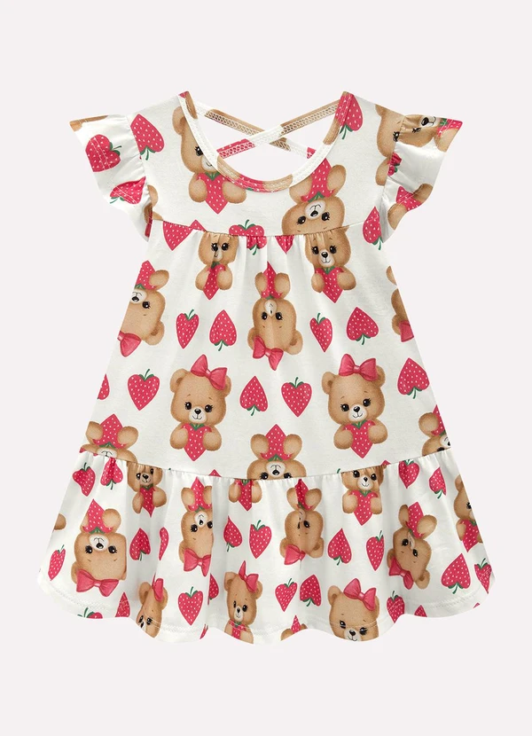 Kyly - Vestido Infantil Menina em Algodão Off White