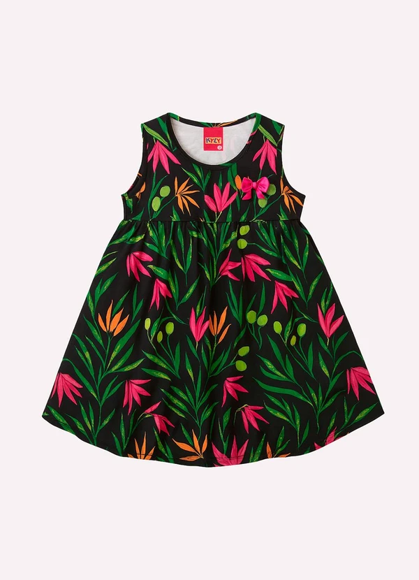 Kyly - Vestido Infantil Menina em Algodão Preto