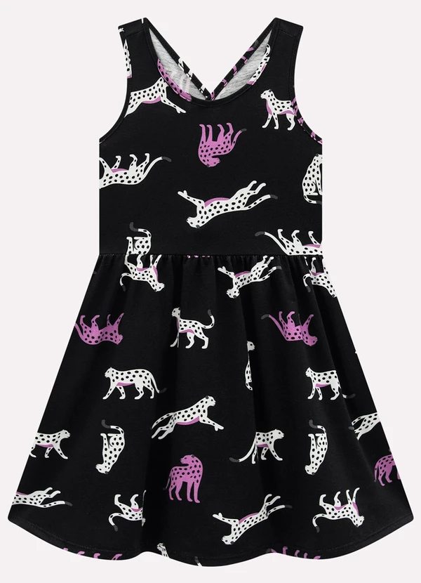 Kyly - Vestido Infantil Menina em Algodão Preto
