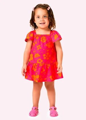 Kyly - Vestido Infantil Menina em Algodão Rosa - KYLY