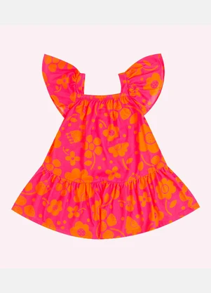 Kyly - Vestido Infantil Menina em Algodão Rosa - KYLY