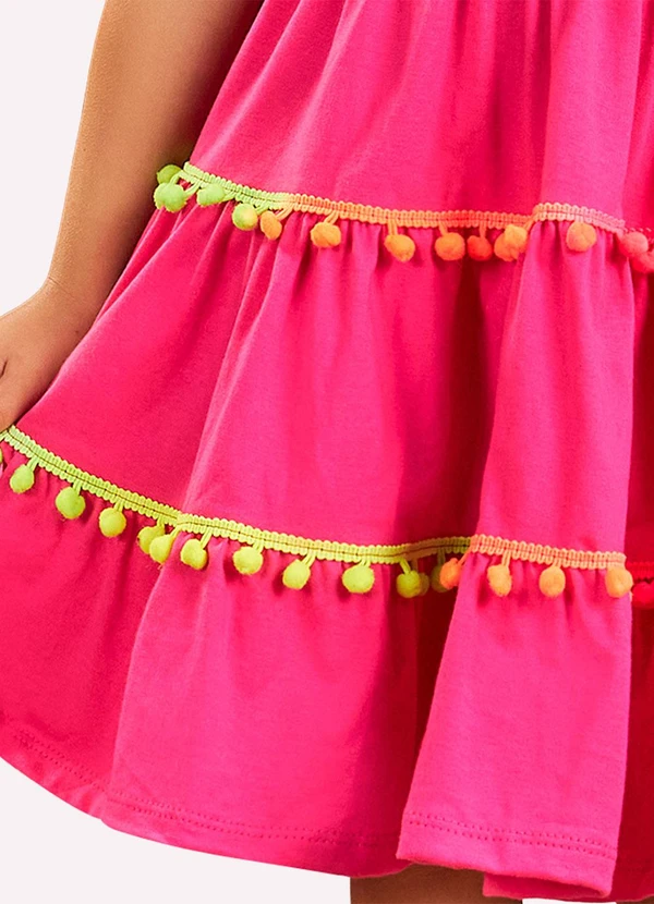 Nanai - Vestido Infantil Menina em Algodão Rosa 3