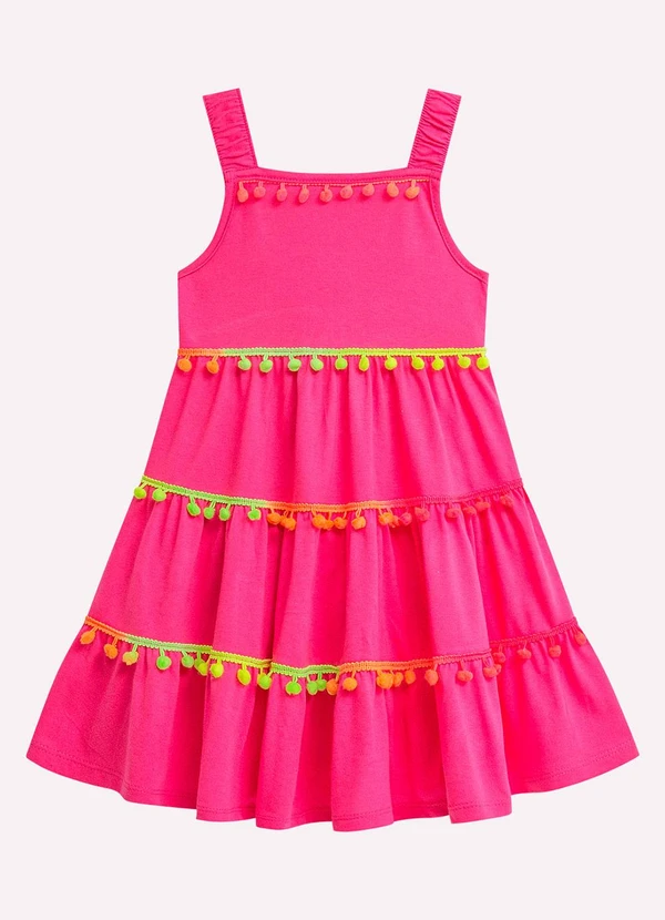 Nanai - Vestido Infantil Menina em Algodão Rosa 4