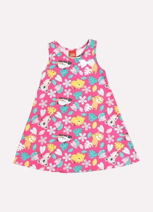 Kyly - Vestido Infantil Menina em Algodão Rosa - KYLY