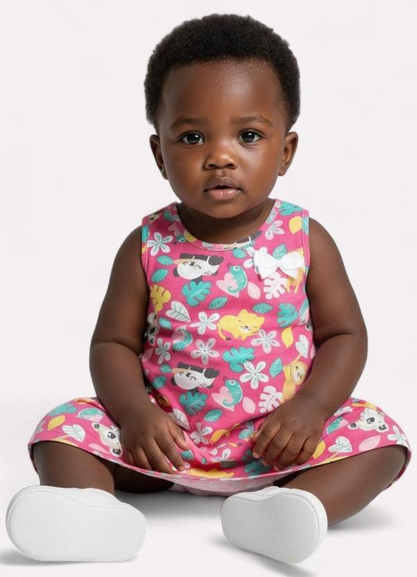 Kyly - Vestido Infantil Menina em Algodão Rosa 2