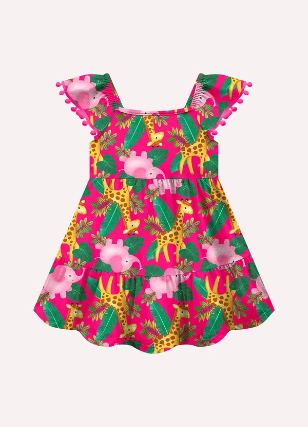 Kyly - Vestido Infantil Menina em Algodão Rosa