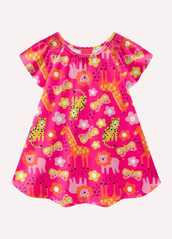 Kyly - Vestido Infantil Menina em Algodão Rosa 1