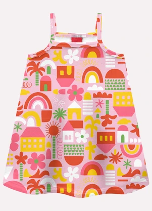 Kyly - Vestido Infantil Menina em Algodão Rosa - KYLY