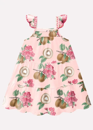 Kyly - Vestido Infantil Menina em Algodão Rosa - KYLY