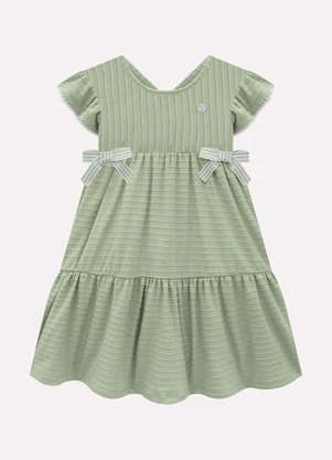 Milon - Vestido Infantil Menina em Algodão Verde - MILON