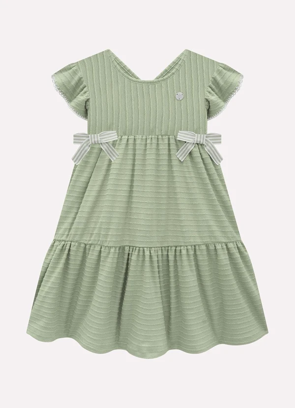 Milon - Vestido Infantil Menina em Algodão Verde 2