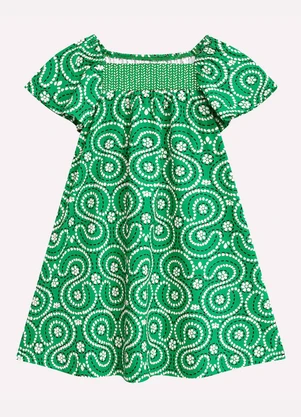 Nanai - Vestido Infantil Menina em Algodão Verde - NANAI