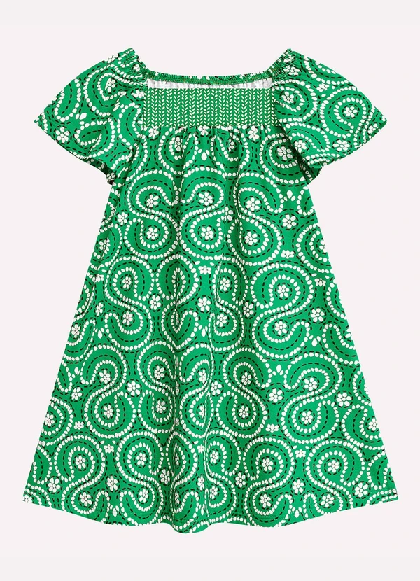 Nanai - Vestido Infantil Menina em Algodão Verde