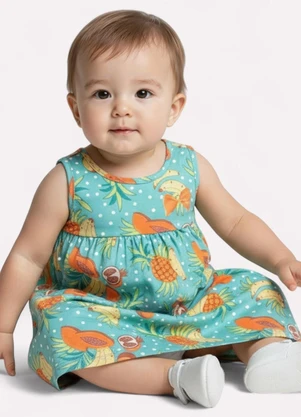 Kyly - Vestido Infantil Menina em Algodão Verde - KYLY