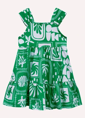 Nanai - Vestido Infantil Menina em Algodão Verde - NANAI