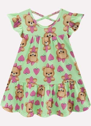 Kyly - Vestido Infantil Menina em Algodão Verde - KYLY