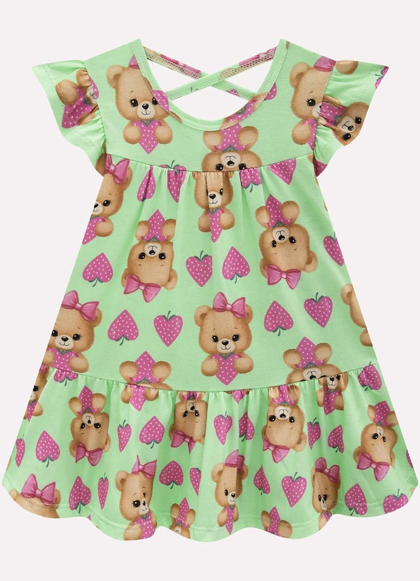 Kyly - Vestido Infantil Menina em Algodão Verde