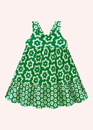 Kyly - Vestido Infantil Menina em Algodão Verde - KYLY