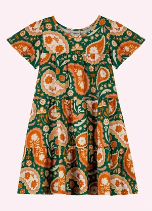 Nanai - Vestido Infantil Menina em Algodão Verde - NANAI