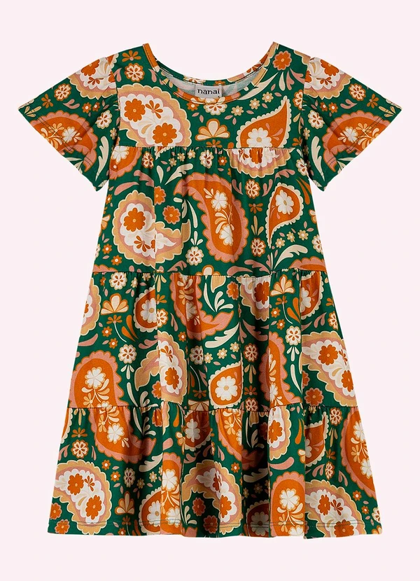 Nanai - Vestido Infantil Menina em Algodão Verde