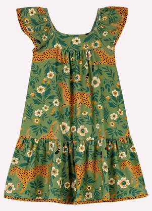 Nanai - Vestido Infantil Menina em Algodão Verde - NANAI