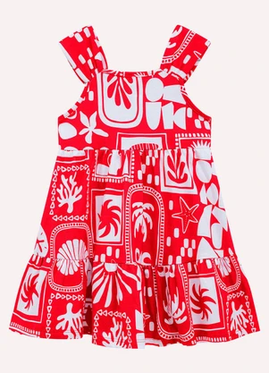 Nanai - Vestido Infantil Menina em Algodão Vermelho - NANAI