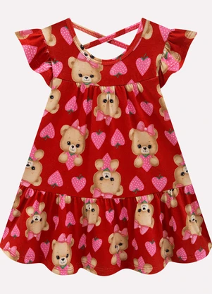 Kyly - Vestido Infantil Menina em Algodão Vermelho - KYLY