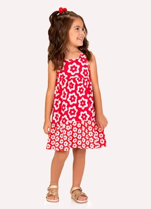 Kyly - Vestido Infantil Menina em Algodão Vermelho - KYLY