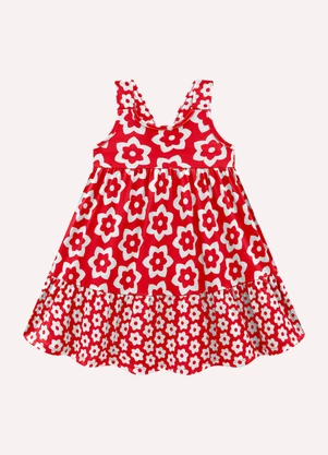 Kyly - Vestido Infantil Menina em Algodão Vermelho - KYLY