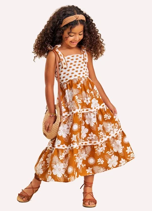 Nanai - Vestido Infantil Menina em Cambraia Amarelo - NANAI