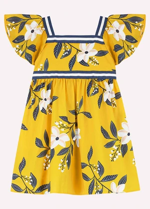 Nanai - Vestido Infantil Menina em Cambraia Amarelo - NANAI