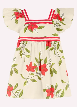 Nanai - Vestido Infantil Menina em Cambraia Bege - NANAI