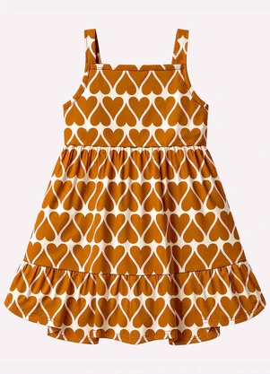 Kyly - Vestido Infantil Menina em Corações Amarelo - KYLY