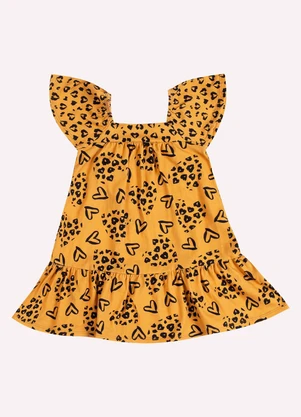 Kyly - Vestido Infantil Menina em Cotton Amarelo - KYLY
