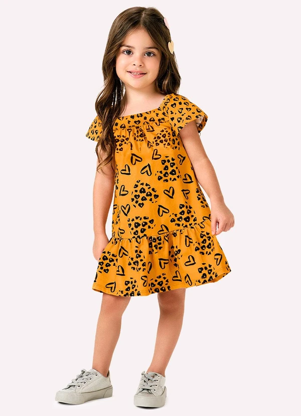 Kyly - Vestido Infantil Menina em Cotton Amarelo
