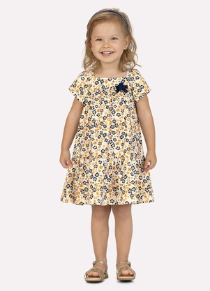 Milon - Vestido Infantil Menina em Cotton Amarelo - MILON