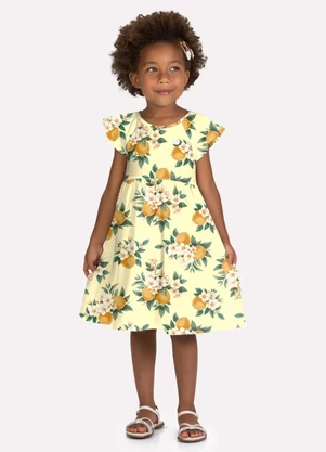 Milon - Vestido Infantil Menina em Cotton Amarelo - MILON