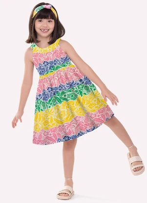 Nanai - Vestido Infantil Menina em Cotton Amarelo - NANAI